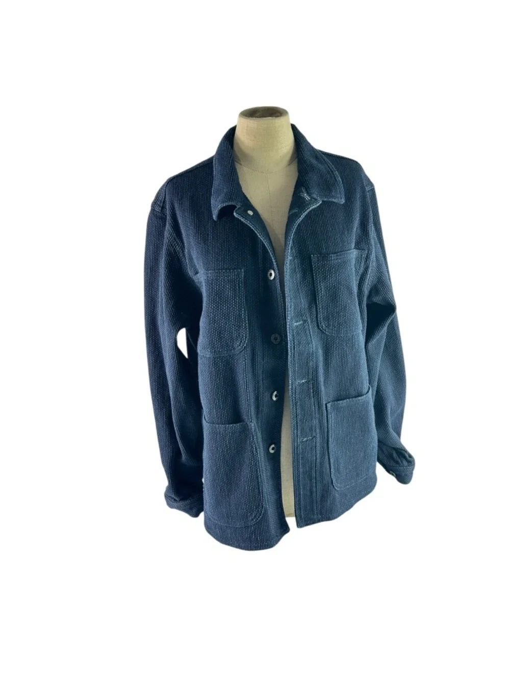 Men Japan Blue Jeans 11 oz Indigo Sashiko Chore Coat Jacket Dark Indigo XL